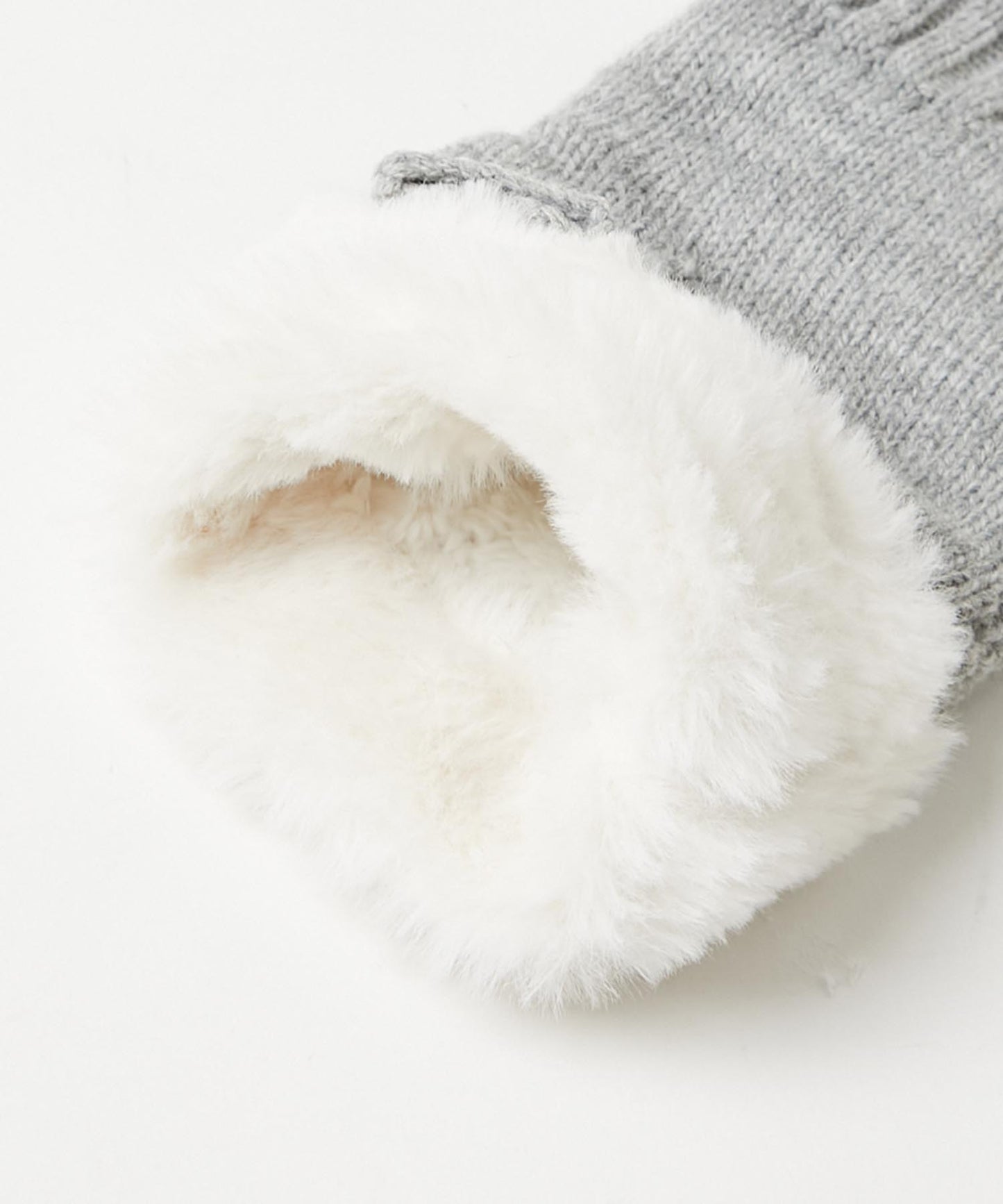 <WOMEN>アラン柄ボア付き 編み手袋(KHW-23304)