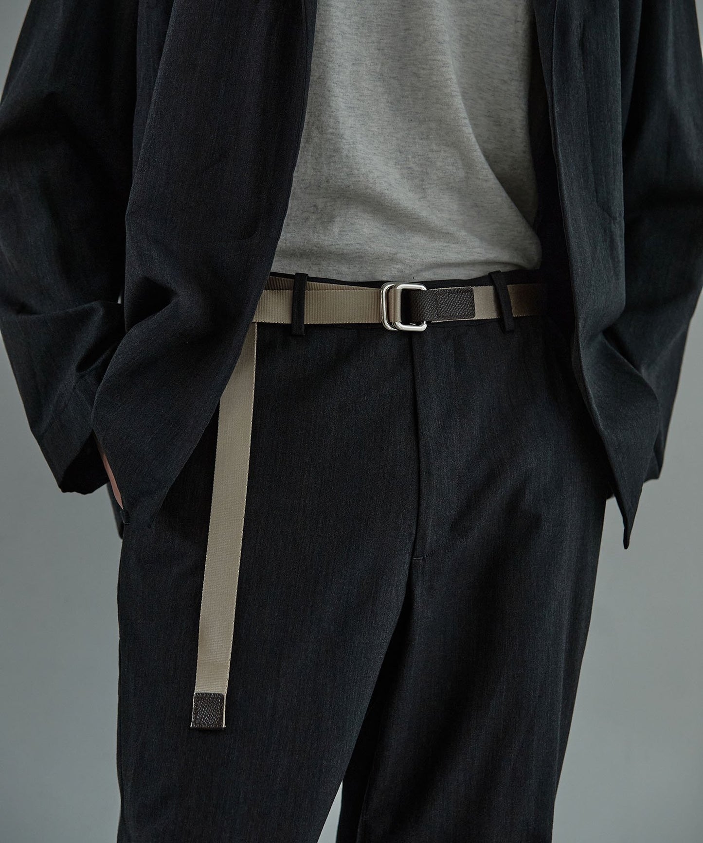 <UNISEX>【WEB限定】NYLONG LEATHER COMBI RIBBON BELT