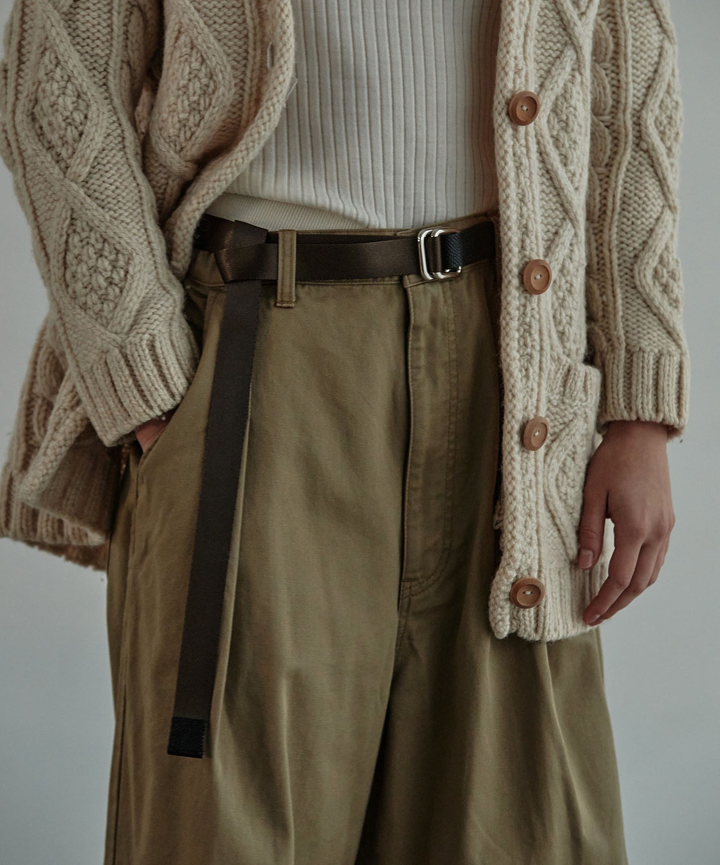 <UNISEX>【WEB限定】NYLONG LEATHER COMBI RIBBON BELT