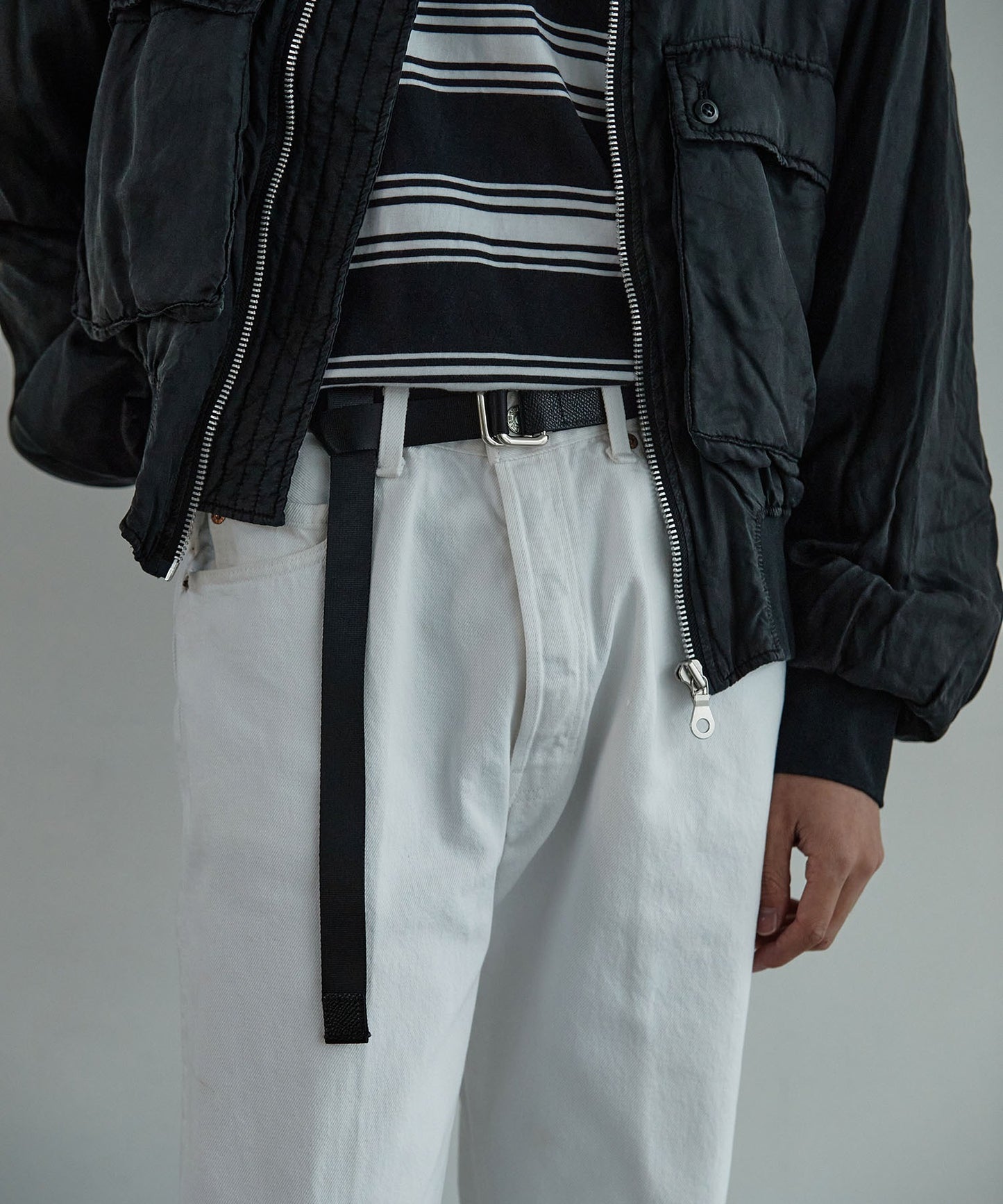 <UNISEX>【WEB限定】NYLONG LEATHER COMBI RIBBON BELT