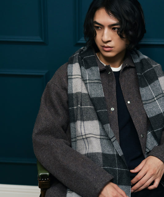 ＜UNISEX＞カシミア100% チェックマフラー (KHS-25002)