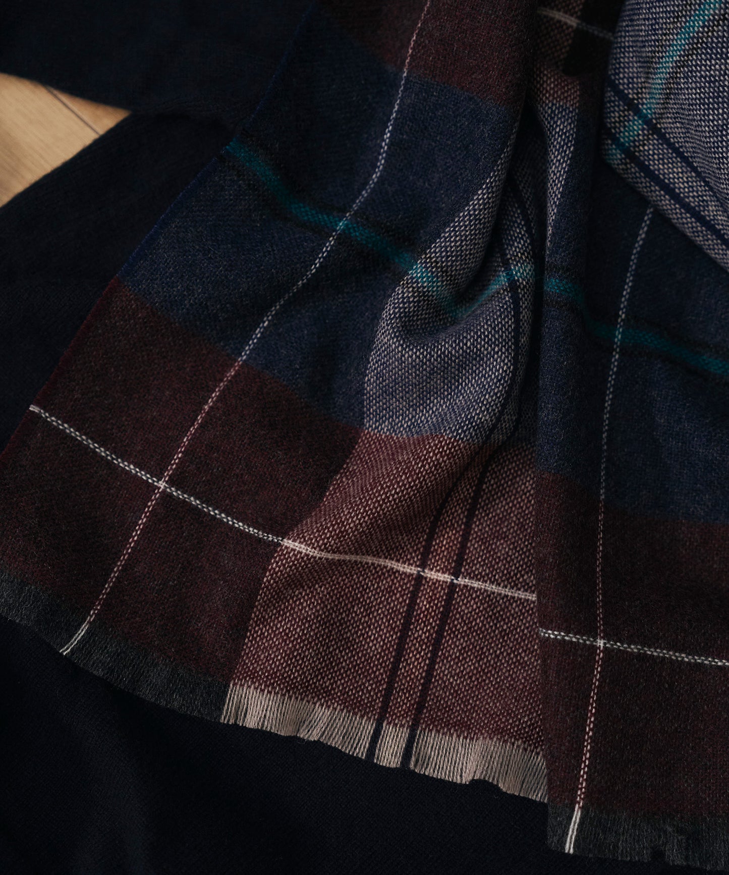 ＜UNISEX＞カシミア100% チェックマフラー (KHS-25002)