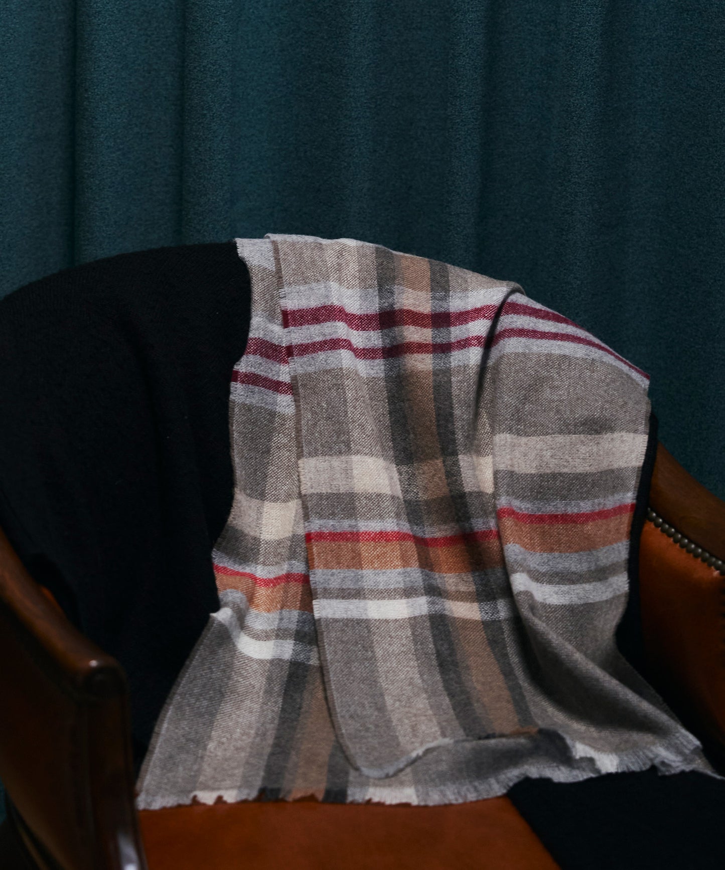 ＜UNISEX＞カシミア100% チェックマフラー (KHS-25001)