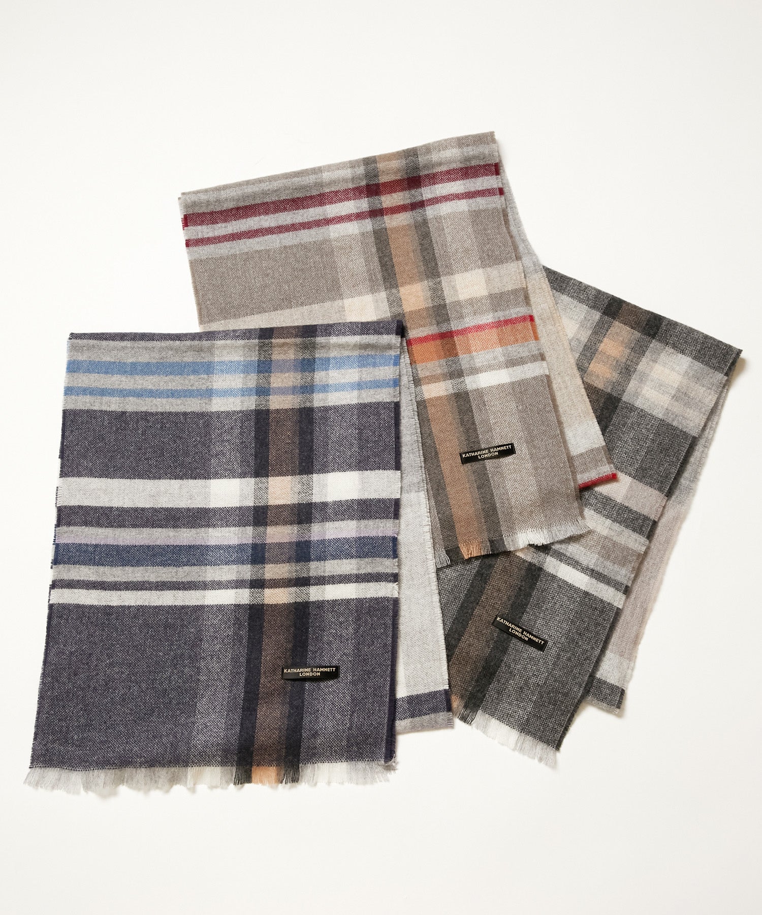 KATHARINE HAMNETT LONDON】＜UNISEX＞カシミア100% ショートマフラー