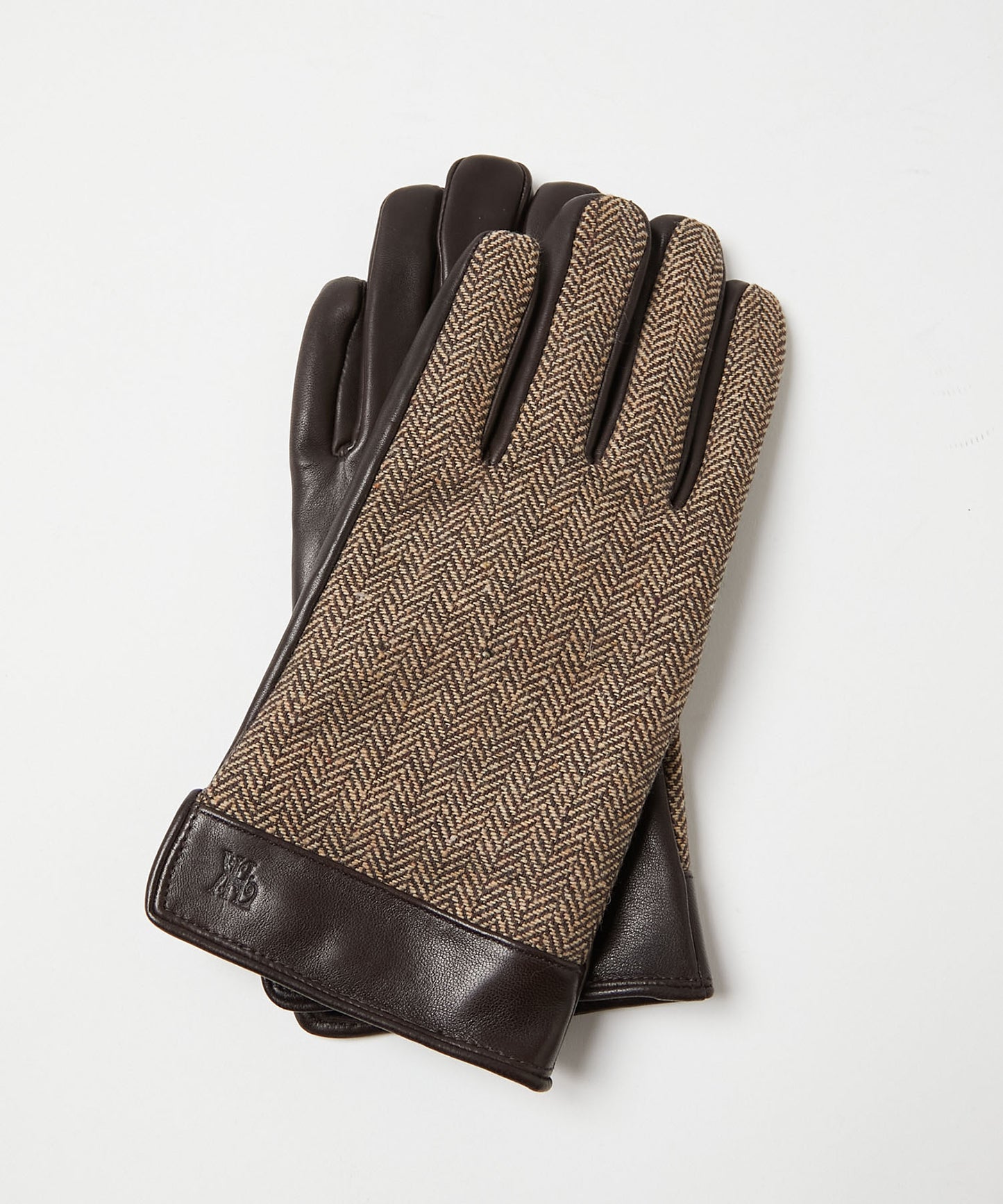 ＜MEN＞【タッチパネル対応】ヘリンボーン×羊革 手袋（KHM-1055）