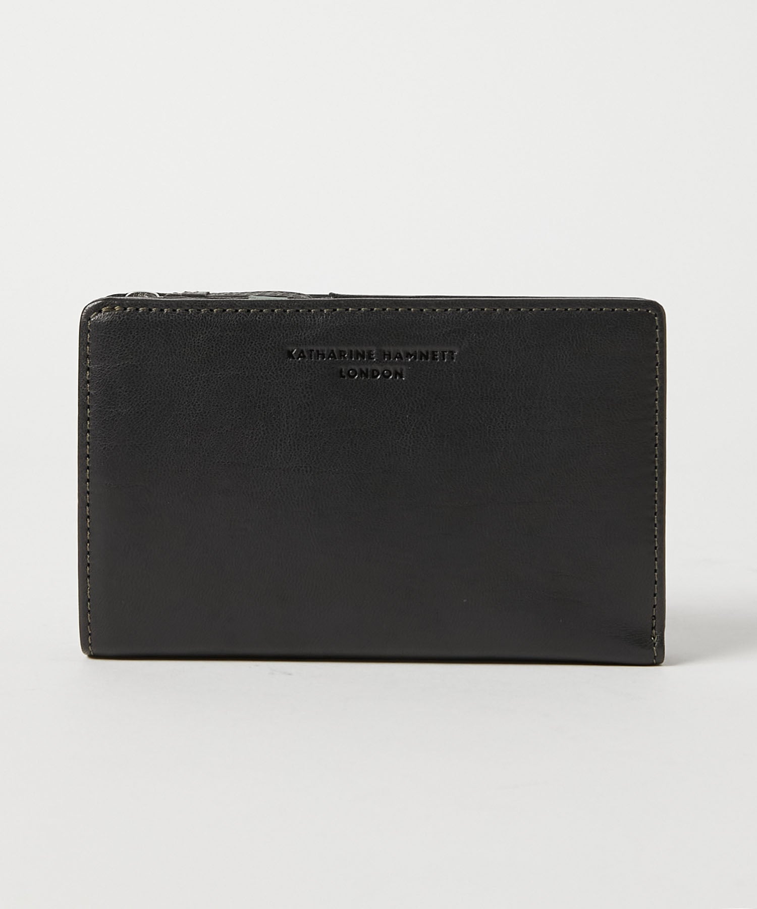 KATHARINE HAMNETT LONDON】BUMP L字ファスナー二つ折りミドル