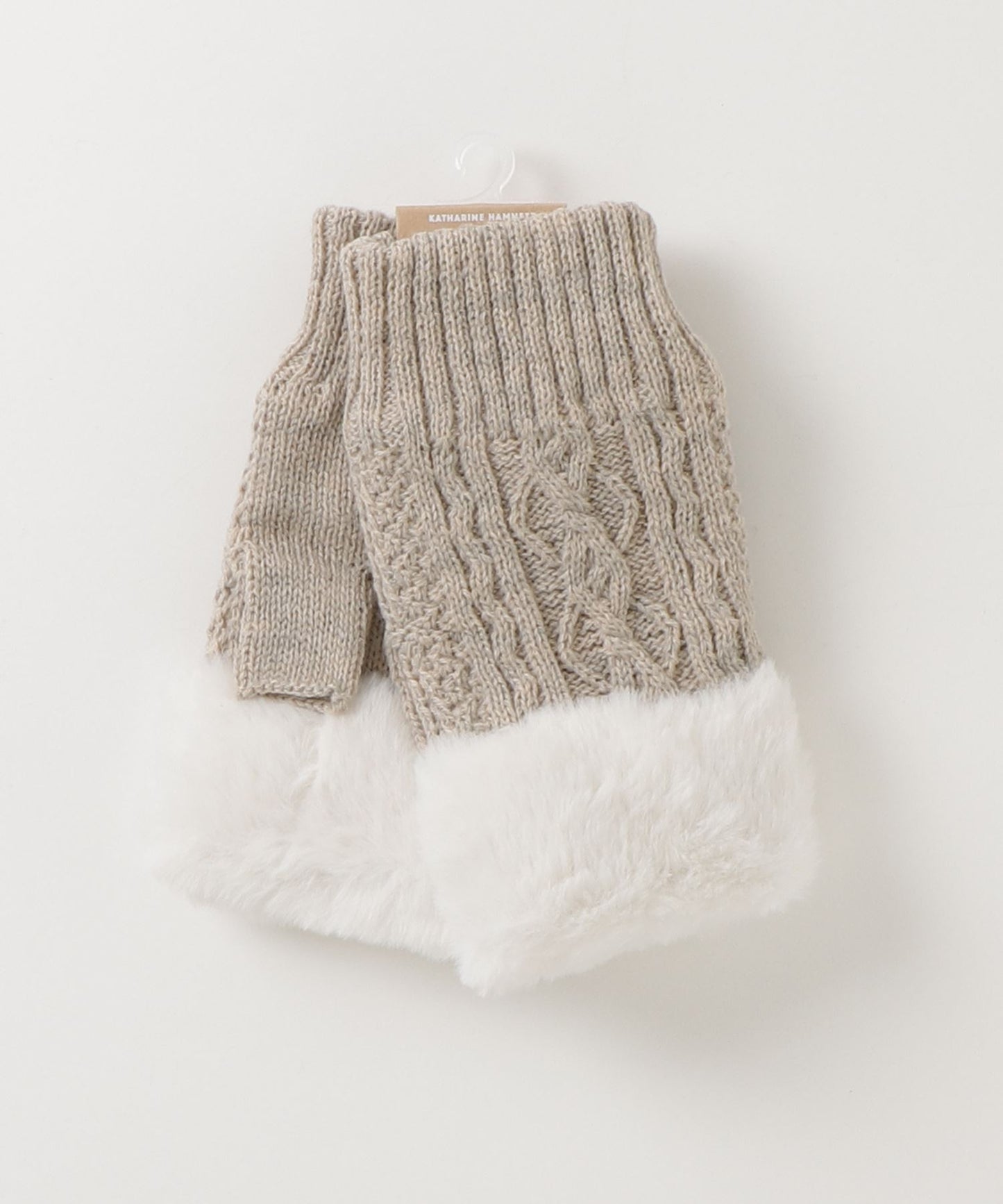 ＜WOMEN＞アラン柄ボア付き 編み手袋（KHW-23304）