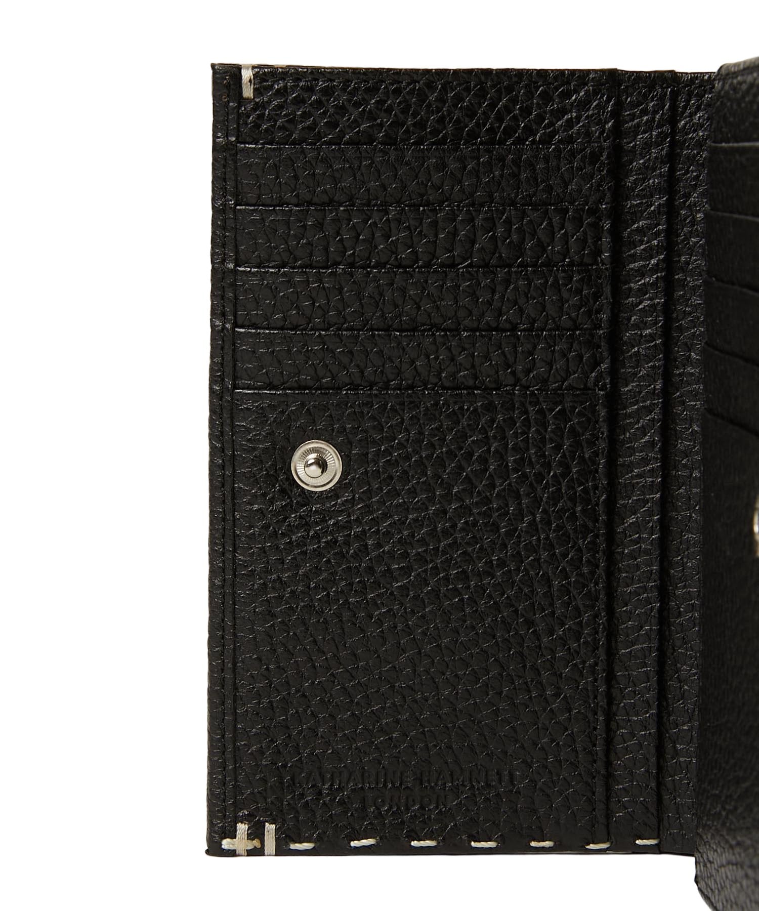 日本人気超絶の 留め革フラップ全縫い☆Middle Leather Wallet